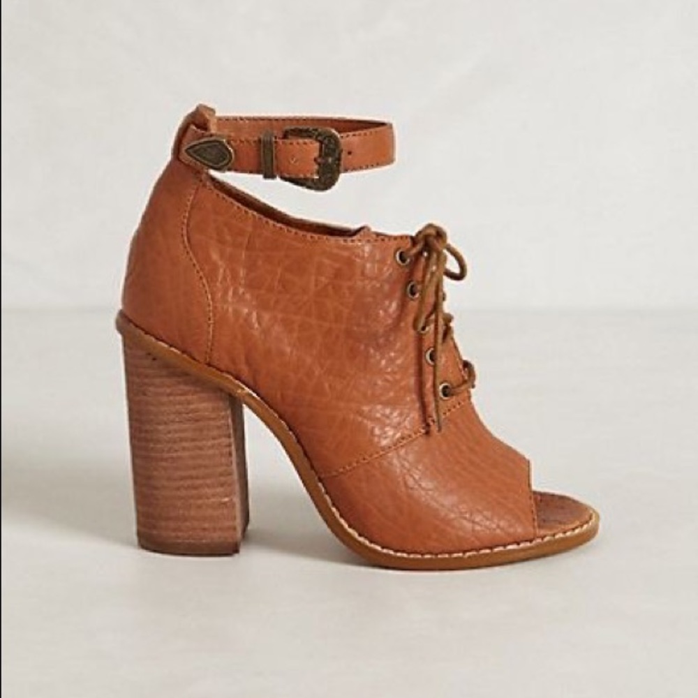 Kelsi Dagger Bina Open Toe Lace Up Stacked Heels